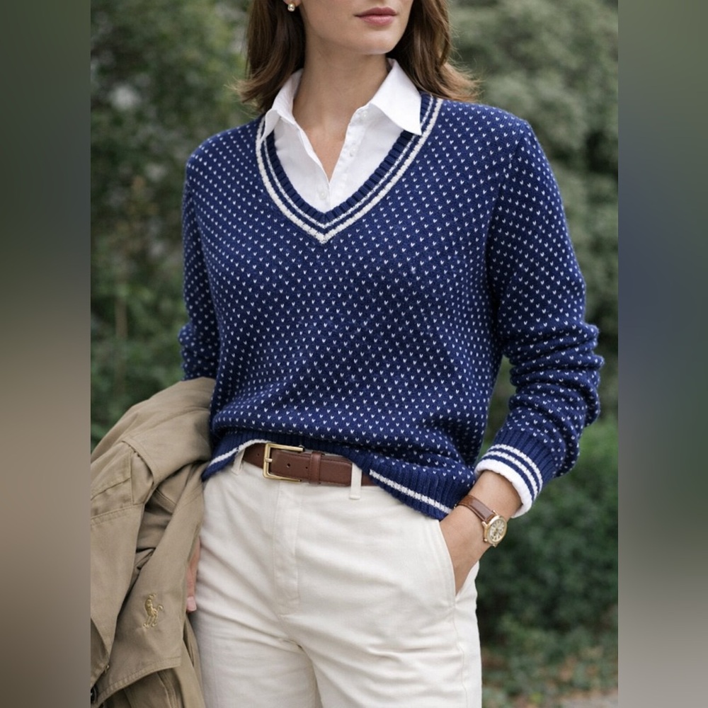 Tabi | 100% Cotton V-Neck Sweater Size XL